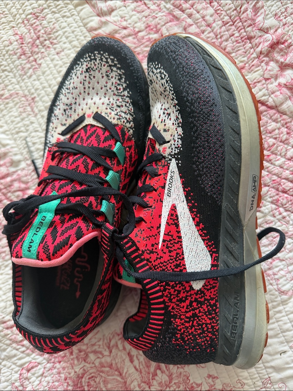 Brooks Black, Pink & Teal Knit Running Shoes